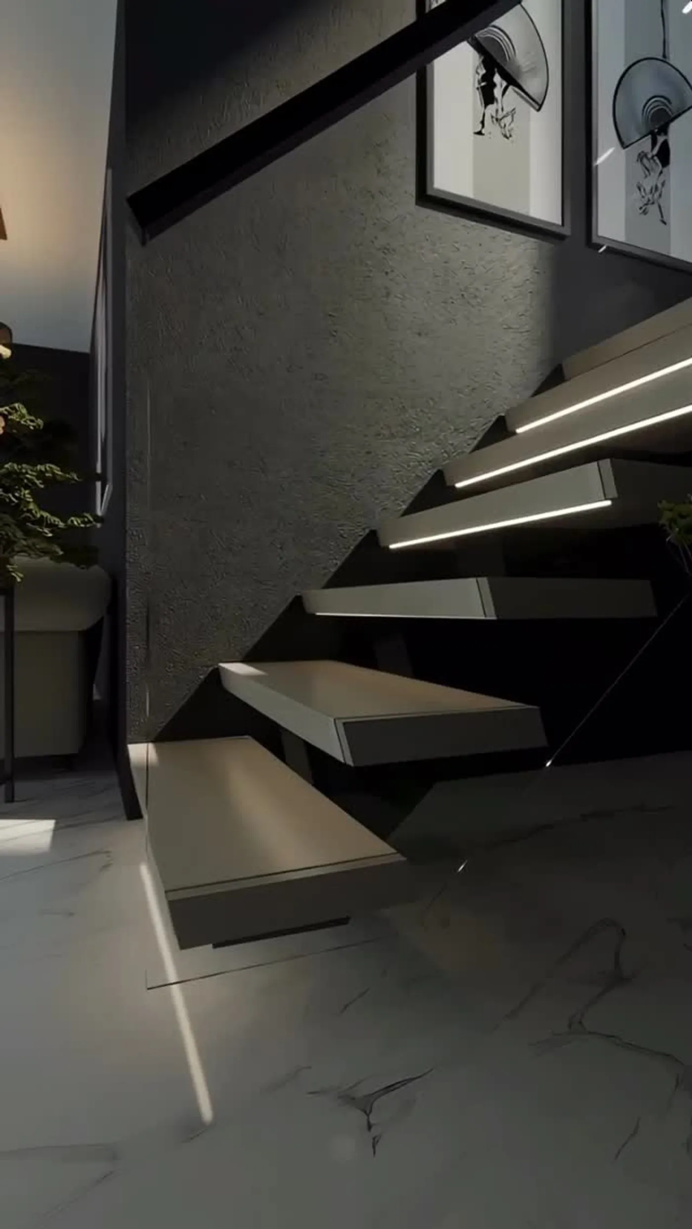 Integrated LED Lighting in Stair Treads in Palm Beach, FL