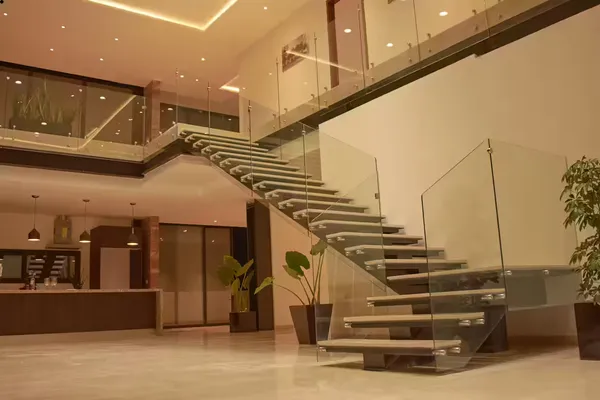 Premium hardwood floating stair treads
